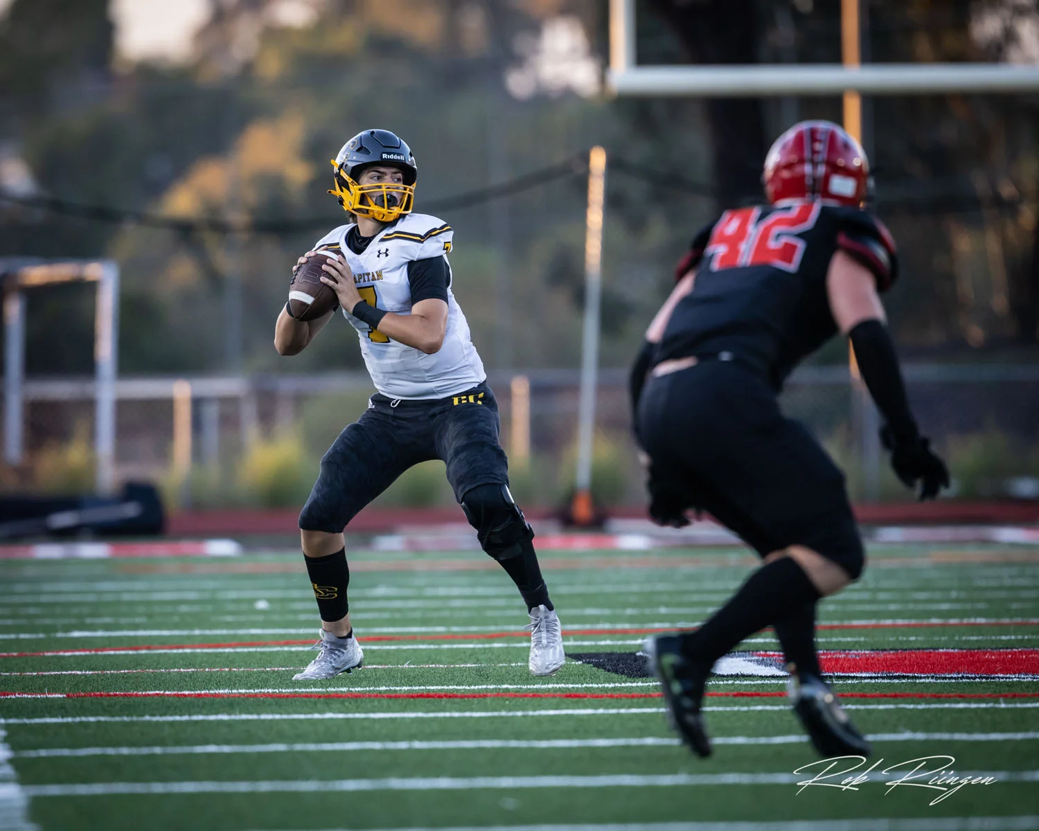 QB looking down field for the pass