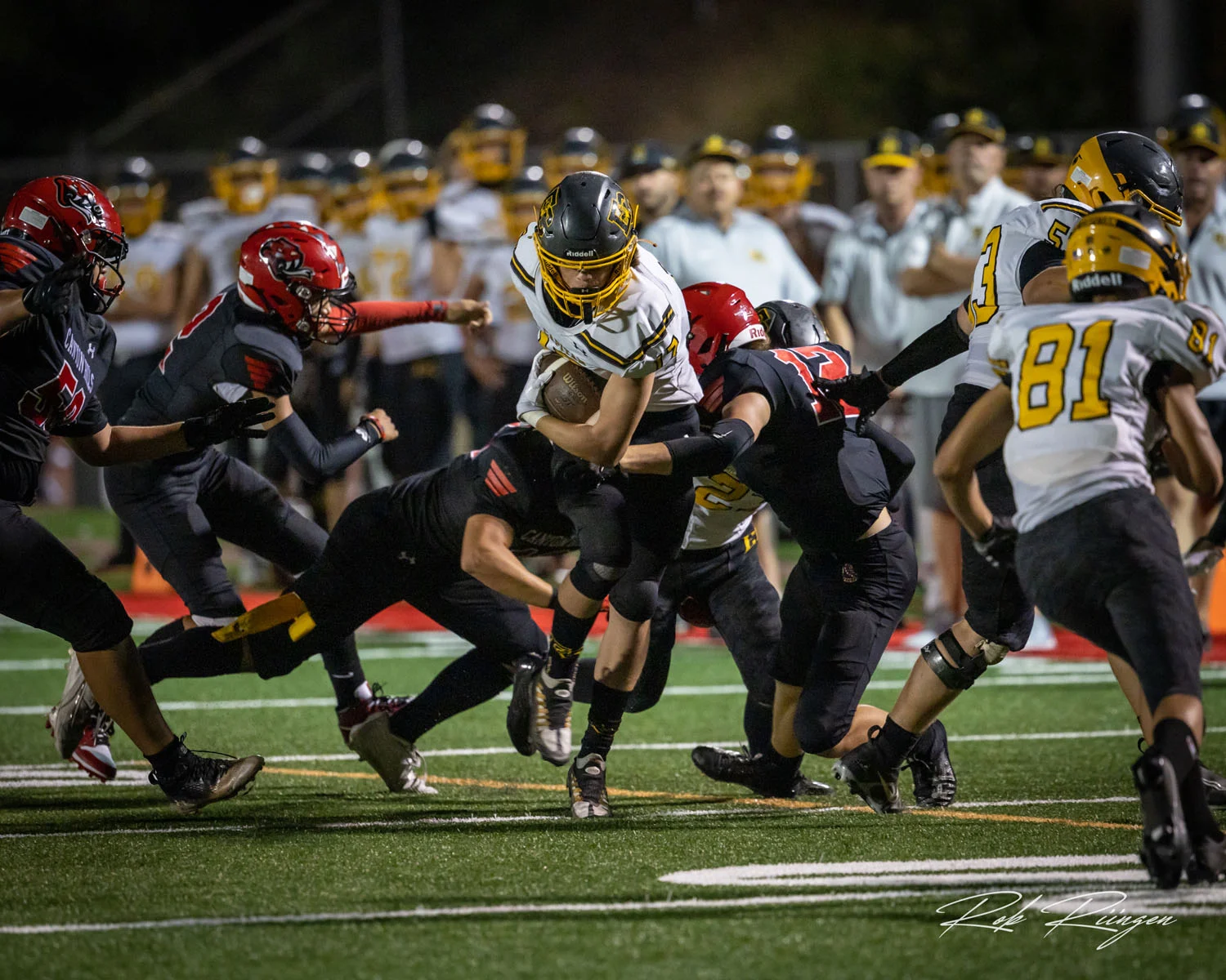 RB splitting the defense
