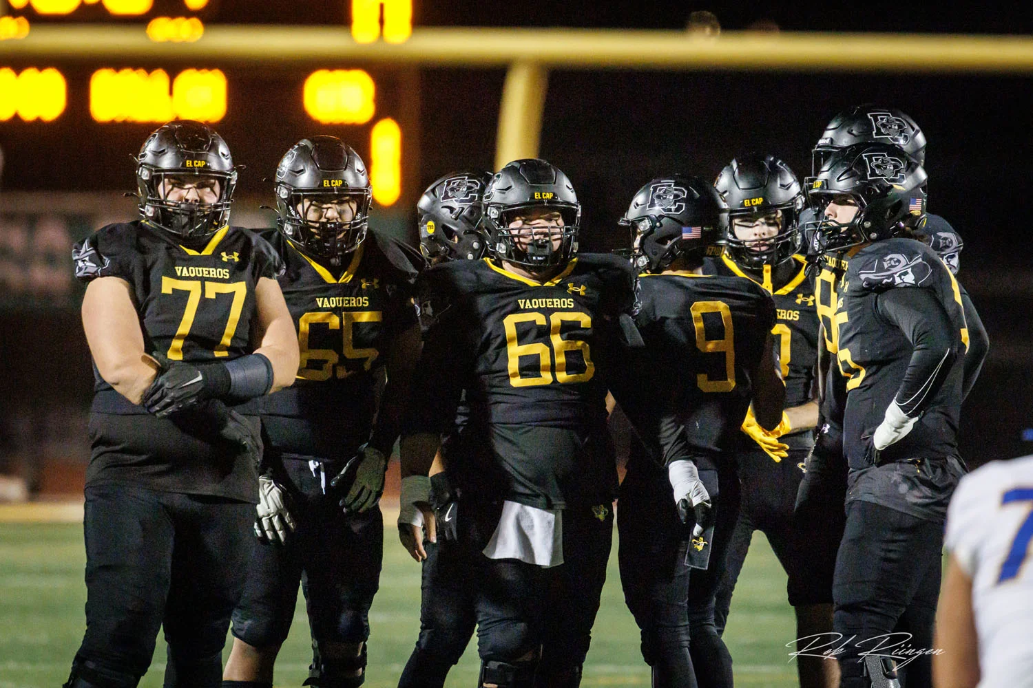 OLine in the huddle ready to get the play